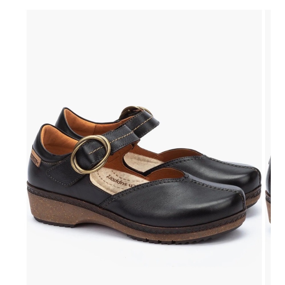 NWOB Pikolinos Granada Mary Jane Womens 40 Black Leather Water Resistant Comfort